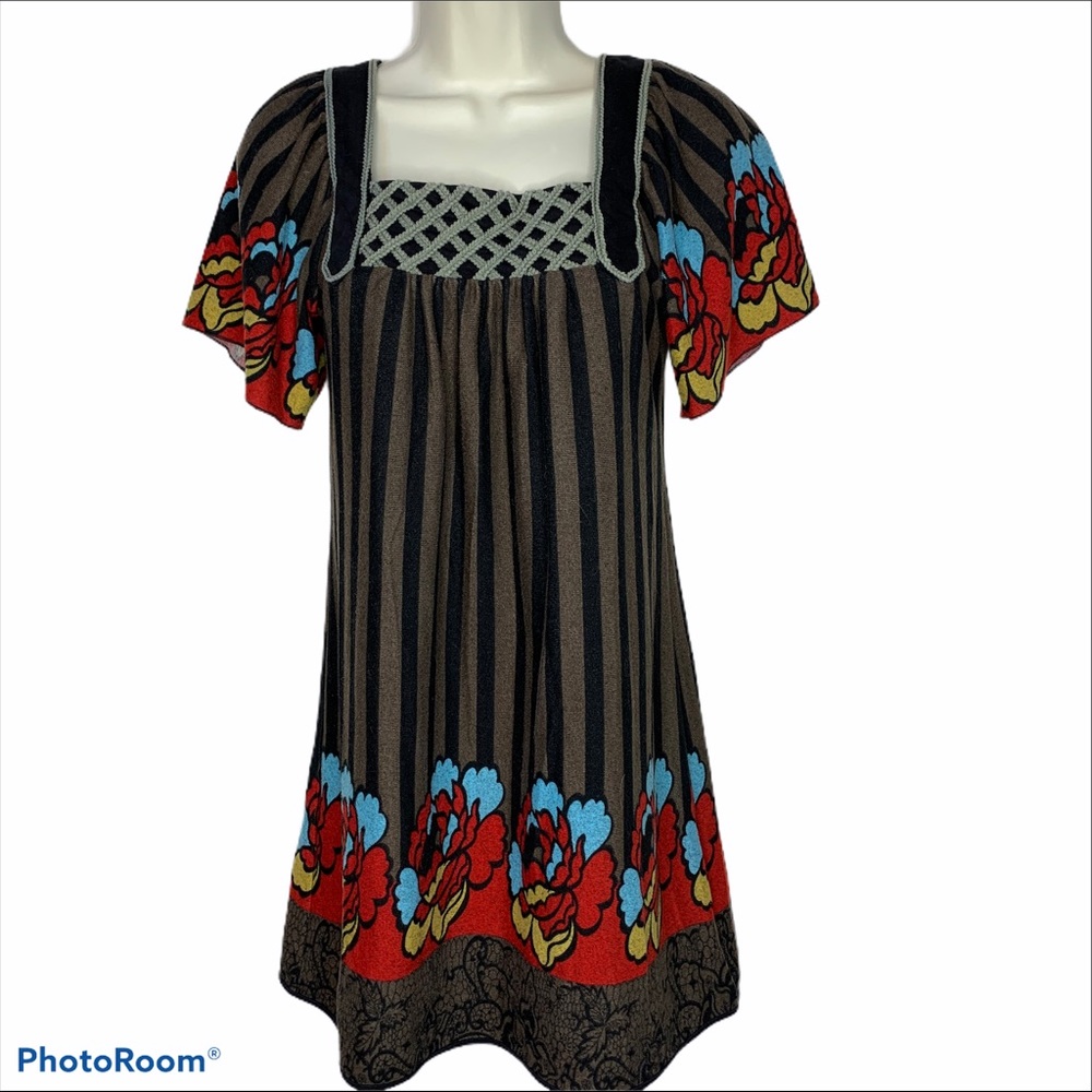 Theme Anthropologie Brown Striped Poppy Dress size Small - Picture 6 of 16